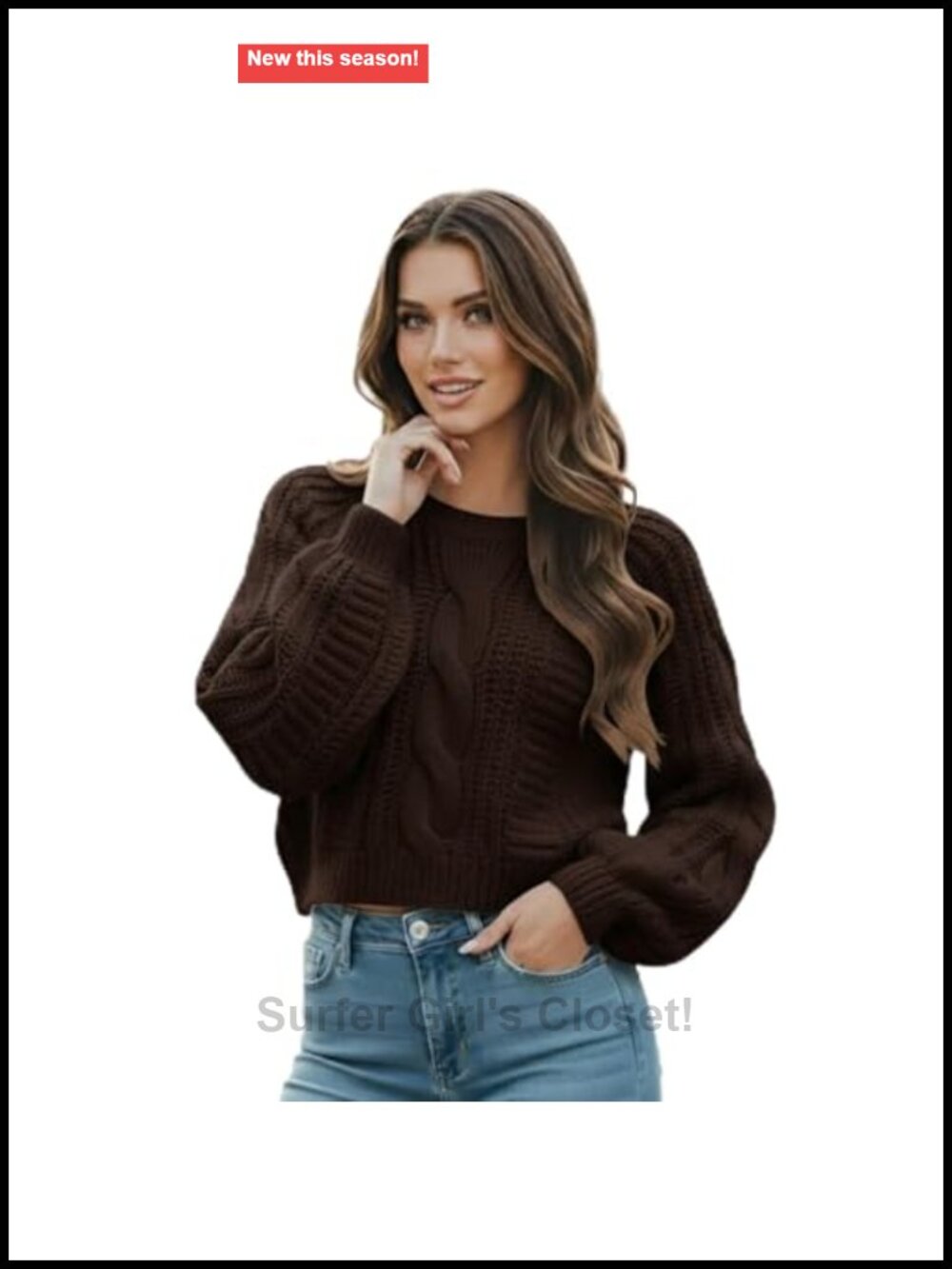 Cropped Cable Knit Sweater Soft Warm Long Sleeve Pullover Fall Winter Knit Top